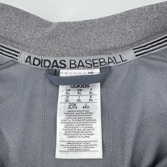 Adidas Baseball Pullover Jacket Mens XL Gray Long Sleeve Quarter Zip - Picture 4 of 5